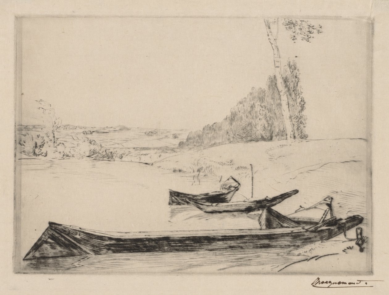 Malé trajekty na břehu Seiny, c. 1858. od Felix Bracquemond