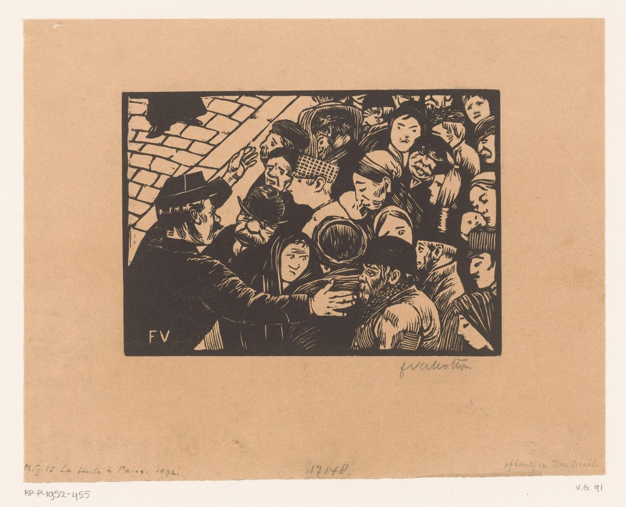 Policista zastaví dav La faule v Paříži od Felix Edouard Vallotton