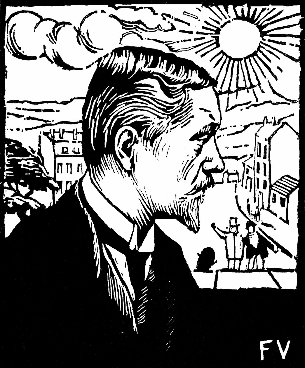 Autoportrét. Dřevoryt Felix Edouard Vallotton (1865-1925), cca 1890. Soukromá sbírka. od Felix Edouard Vallotton