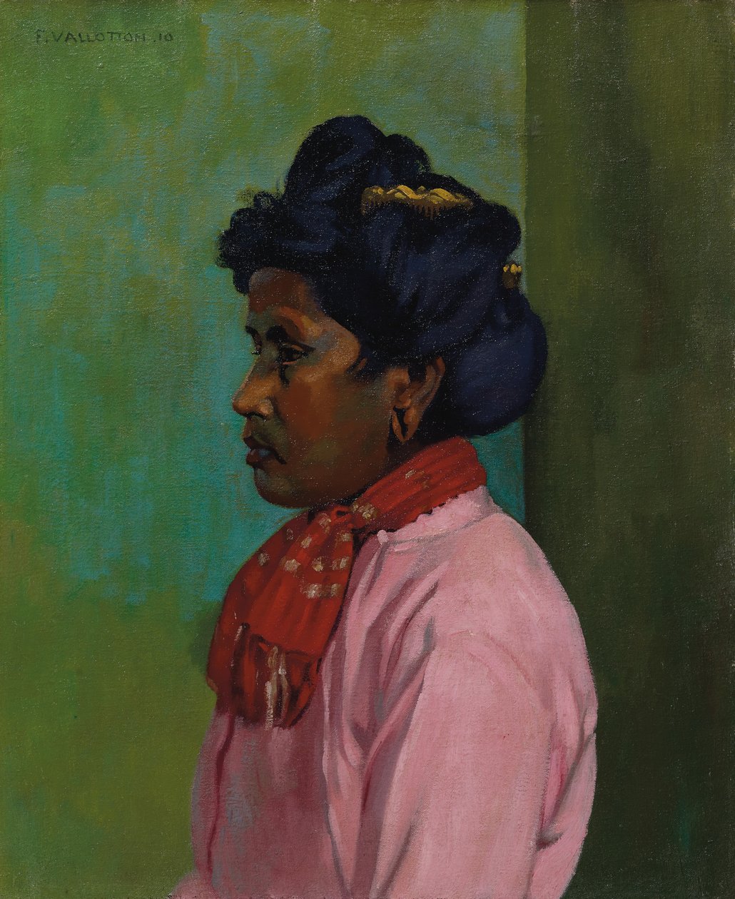 Černá žena s růžovou halenkou, 1910 od Felix Edouard Vallotton