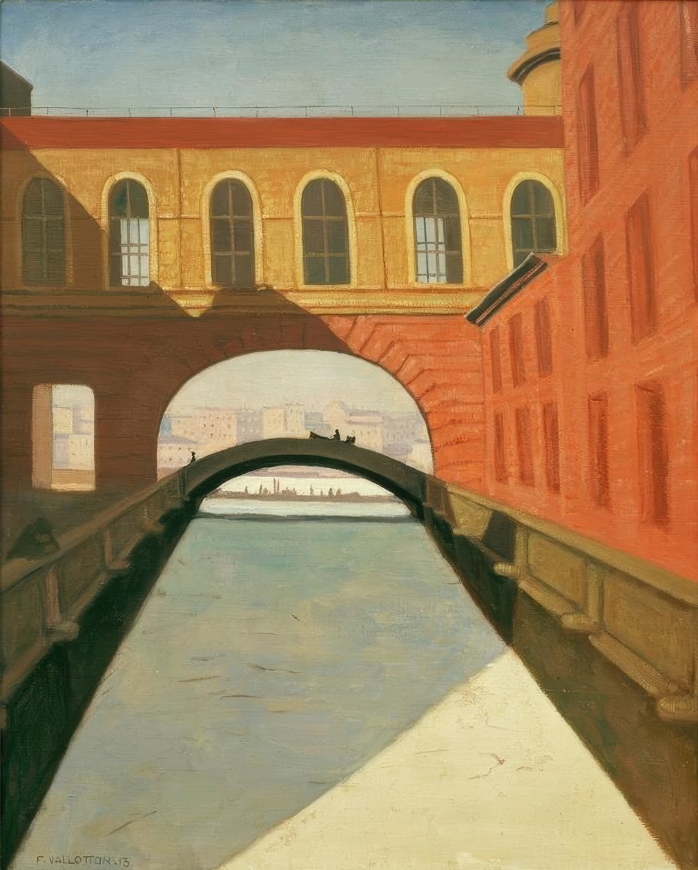 Zamrzlý kanál a most poblíž Ermitáže v Petrohradě od Felix Edouard Vallotton