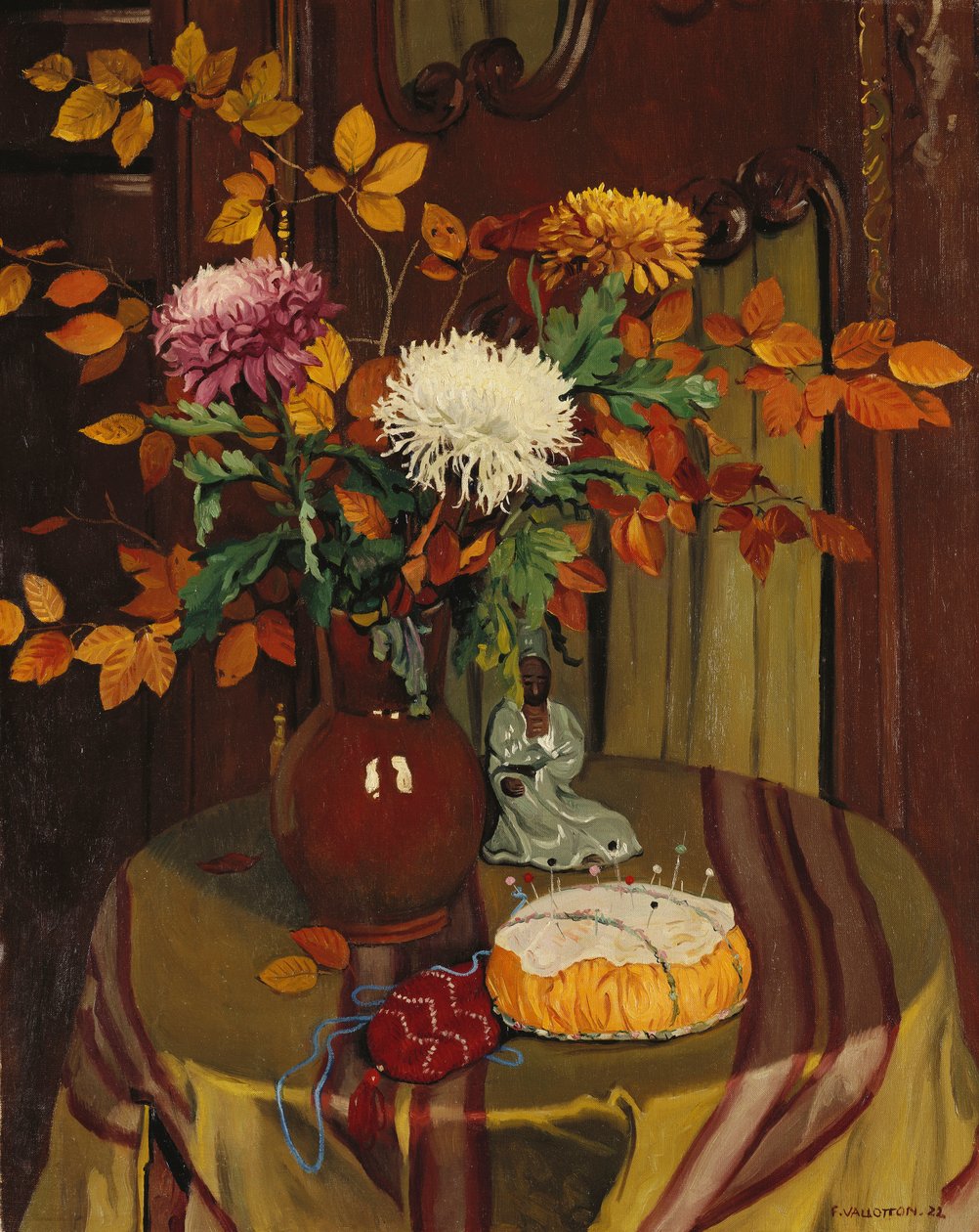 Chryzantémy a podzimní fólie; Chryzantémy a podzimní listí, 1922 od Felix Edouard Vallotton