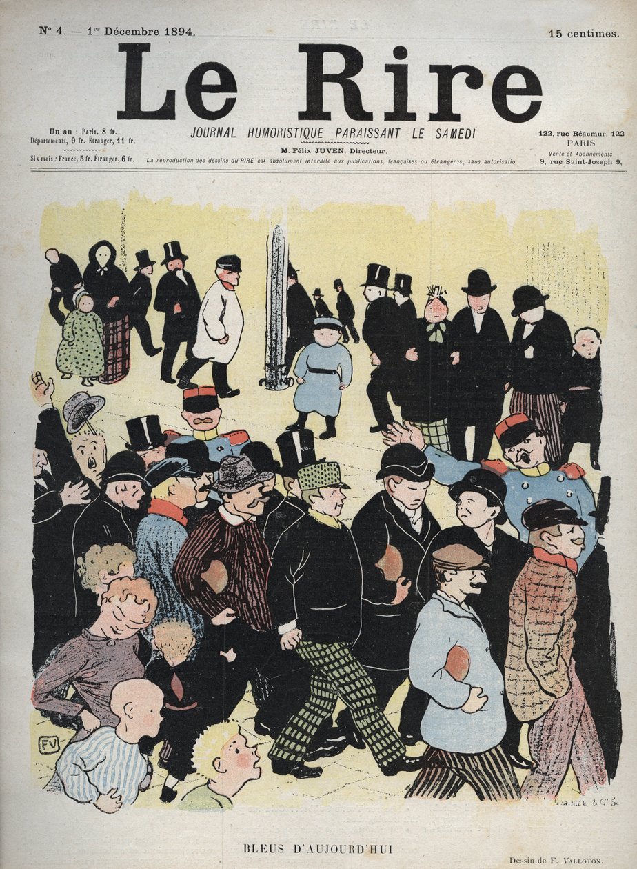 Obálka novin “” Le Rire””, č. 4, 1. prosince 1894: Blues dneška - kresba Felixe Vallottona od Felix Edouard Vallotton