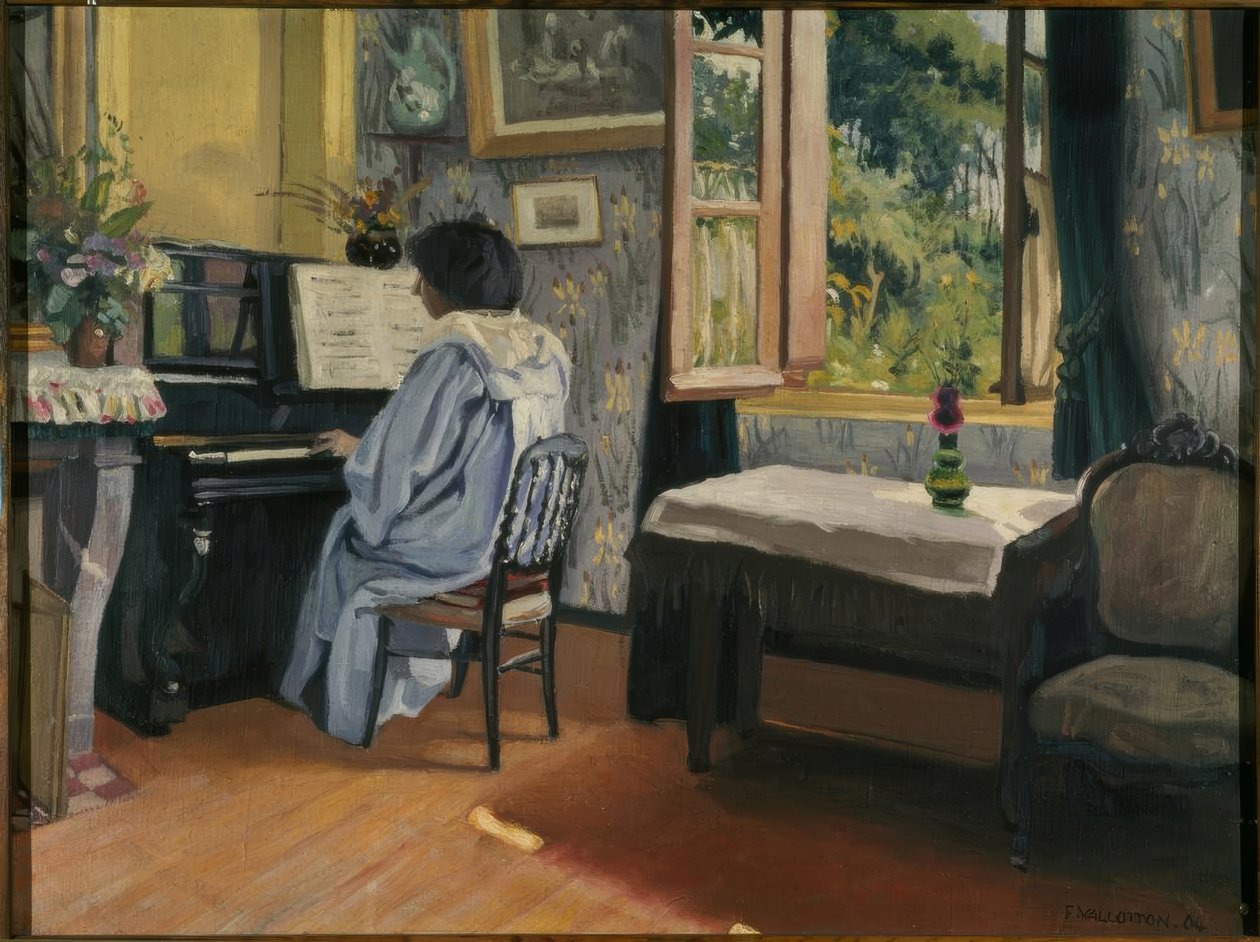 Dáma u klavíru od Felix Edouard Vallotton