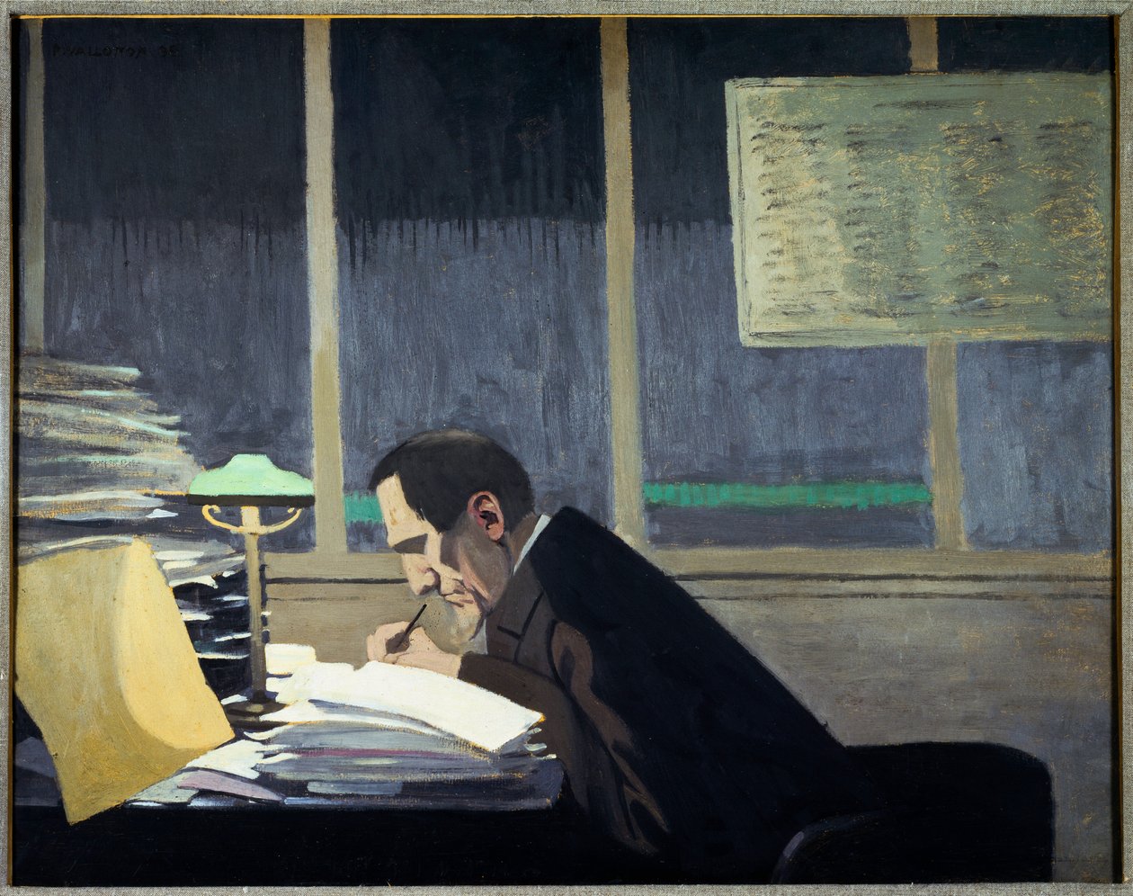 Felix Feneon v Revue Blanche (olej na palubě od Felix Edouard Vallotton