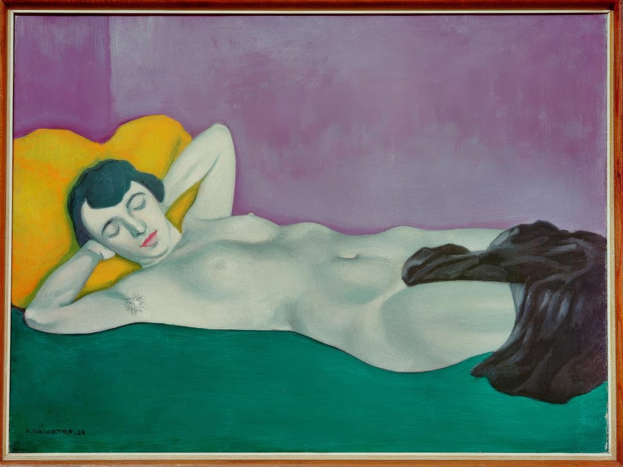 Žena spí na zeleném koberci od Felix Edouard Vallotton