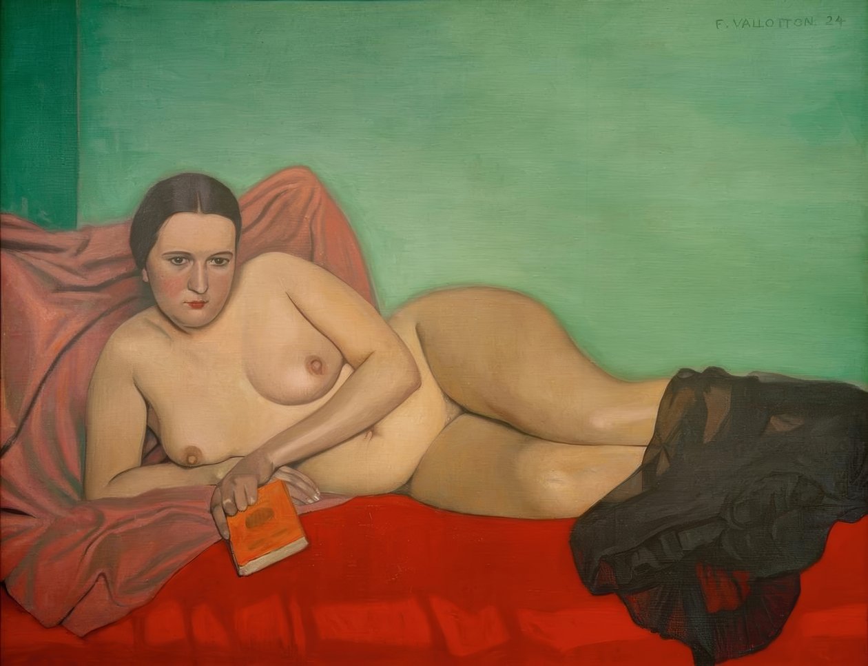 Nahá žena držící knihu od Felix Edouard Vallotton