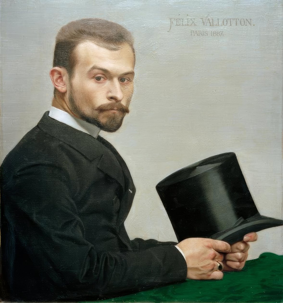 Félix Jasinski drží svůj klobouk od Felix Edouard Vallotton