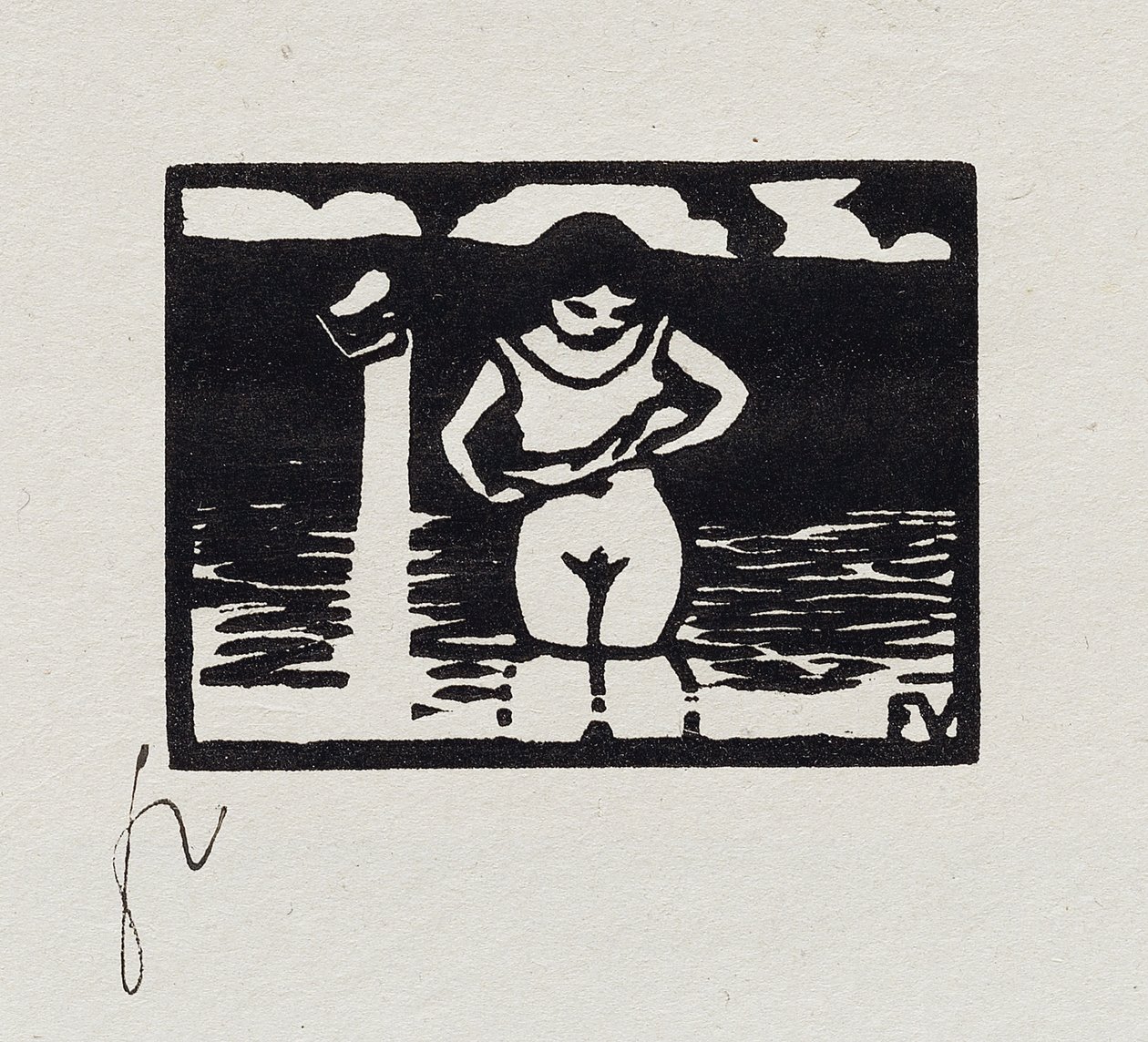 Dívka si sundává košili, VI z "Les Petites Baigneuses", 1893 od Felix Edouard Vallotton