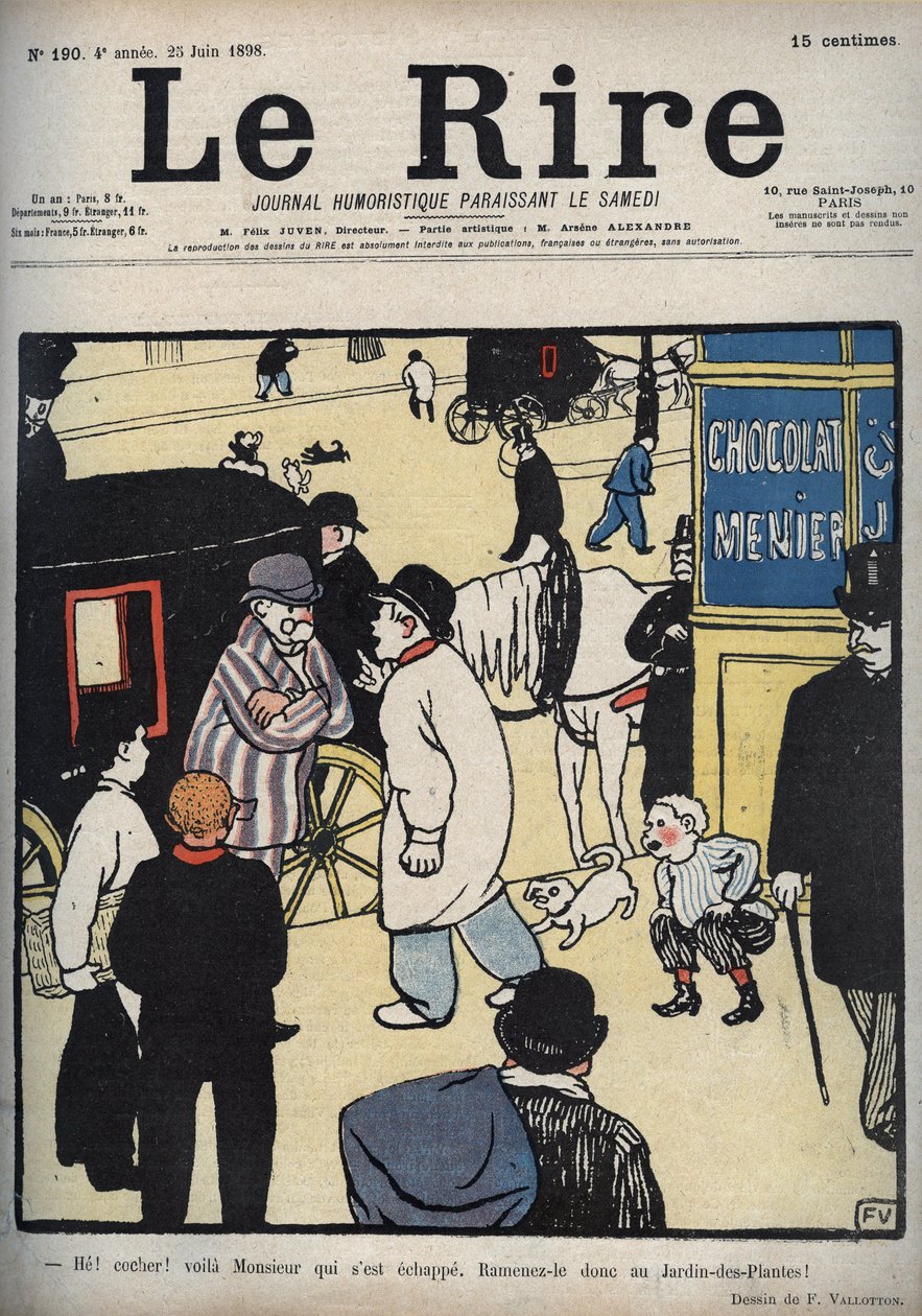 Ahoj! Trenér! Obálka novin „“ Le Rire “, z 23. června 1898 kresba Felixe Vallottona od Felix Edouard Vallotton