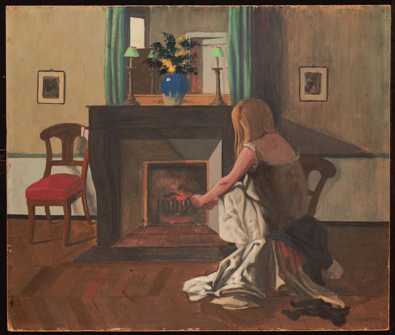 Interiér se ženou v noční košili, 1899 od Felix Edouard Vallotton