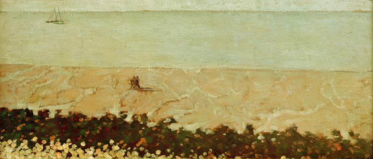 Pláž Villerville od Felix Edouard Vallotton