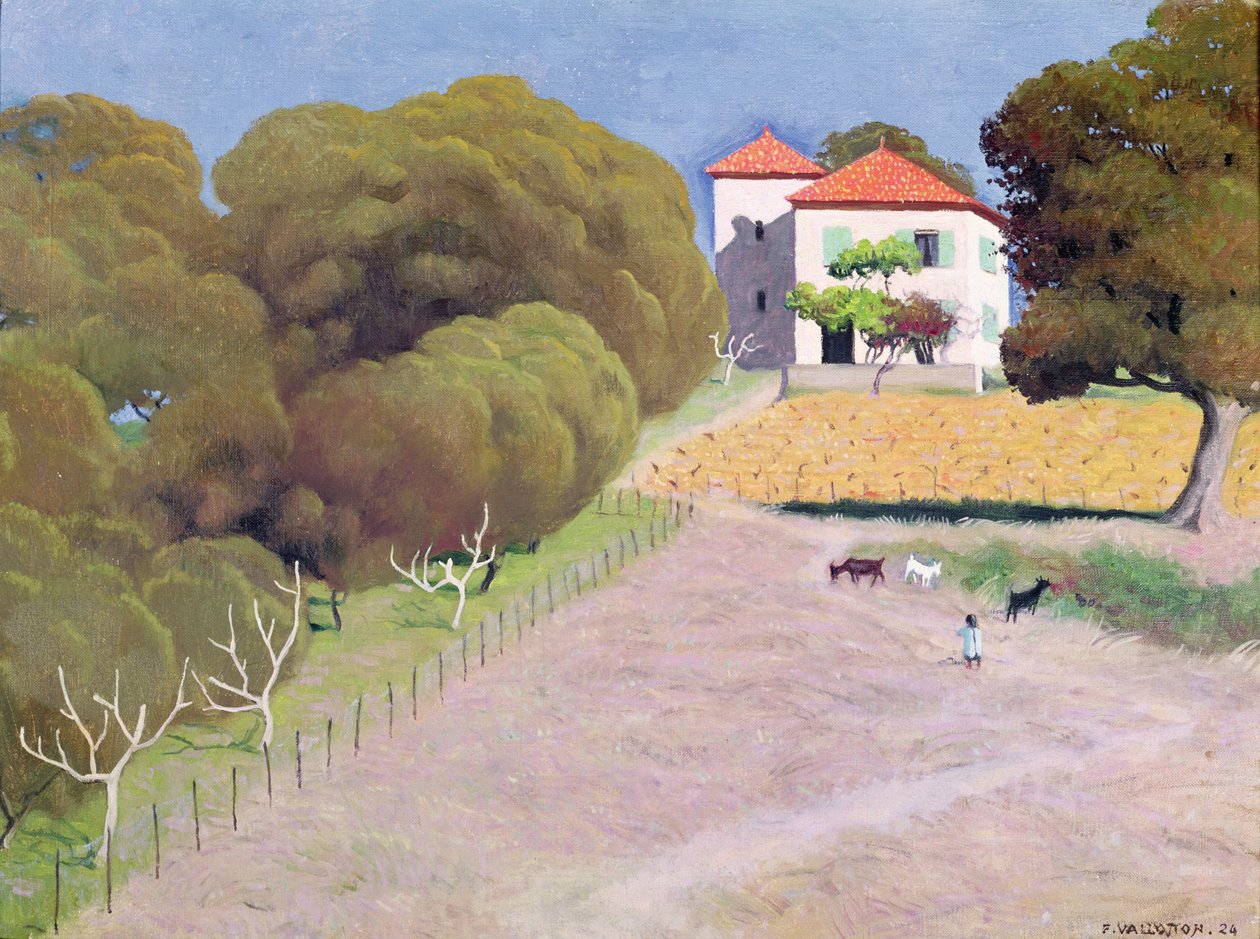 Krajina, Dům s červenou střechou, 1924 od Felix Edouard Vallotton