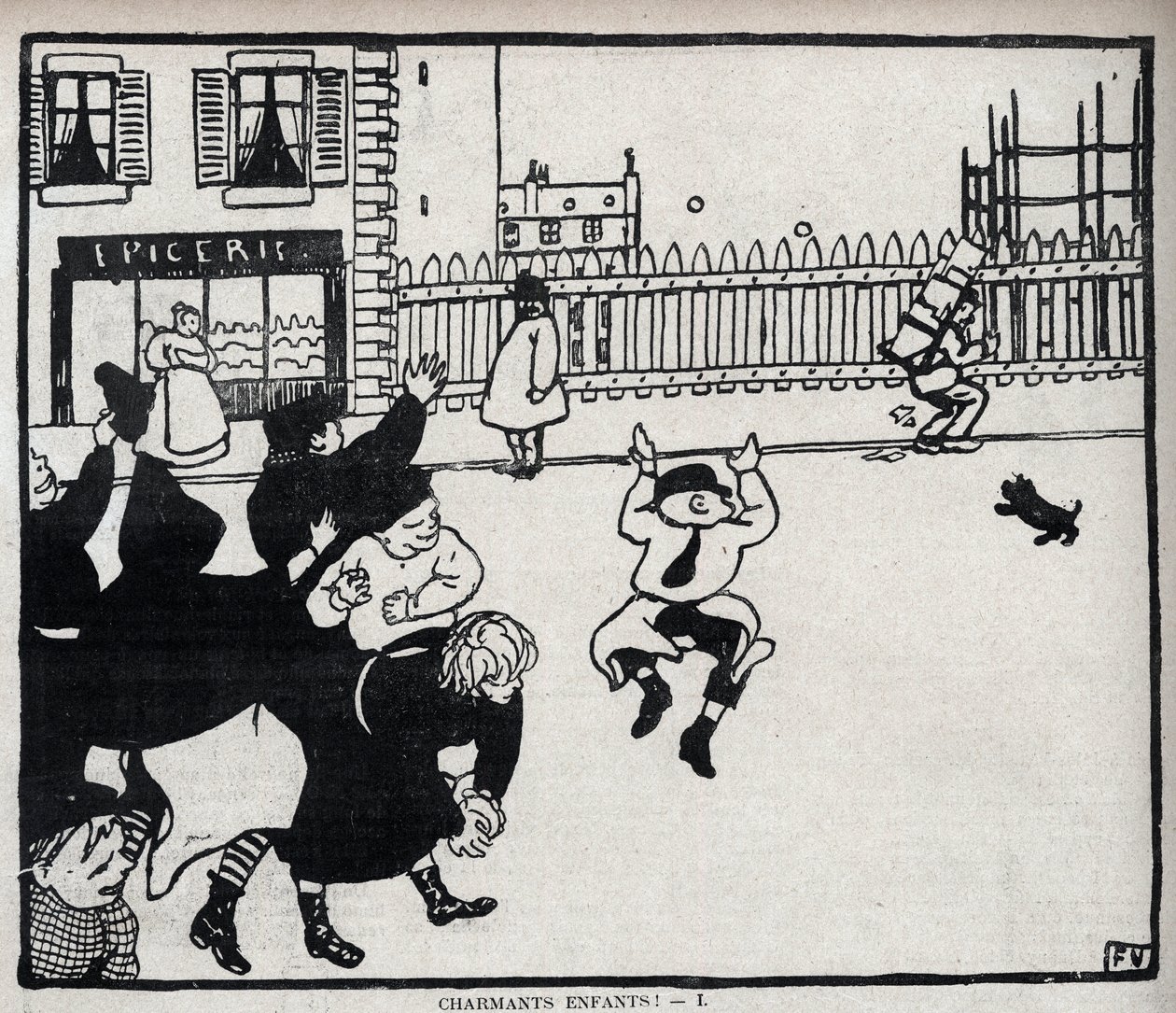 Krásné děti! (hej, skláři...) kresba Felixe Vallottona (1865-1925) v "Le rire" z roku 1898 - soukromá sbírka od Felix Edouard Vallotton
