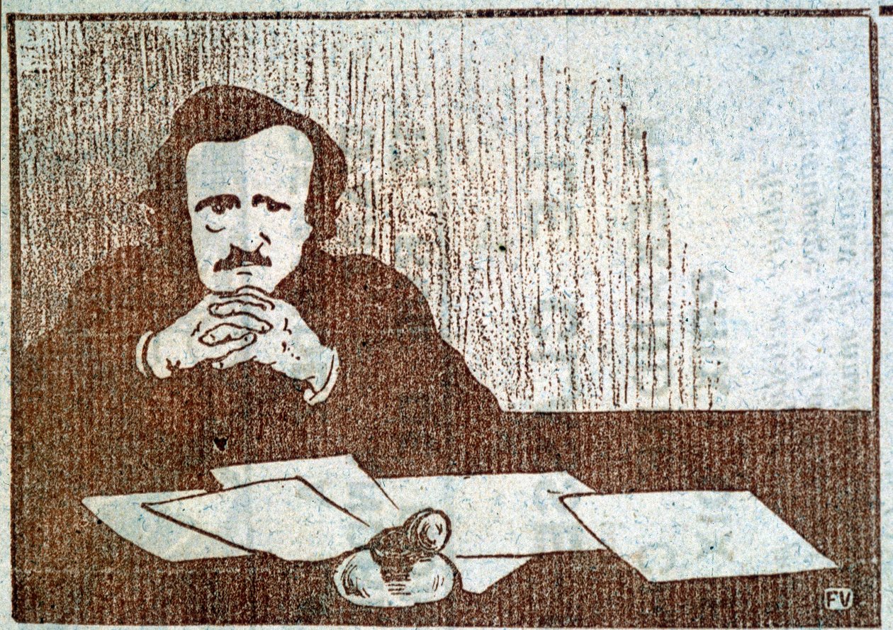 Portrét Edgara Allana Poea - rytina Félix Vallotton, circa 1900 od Felix Edouard Vallotton