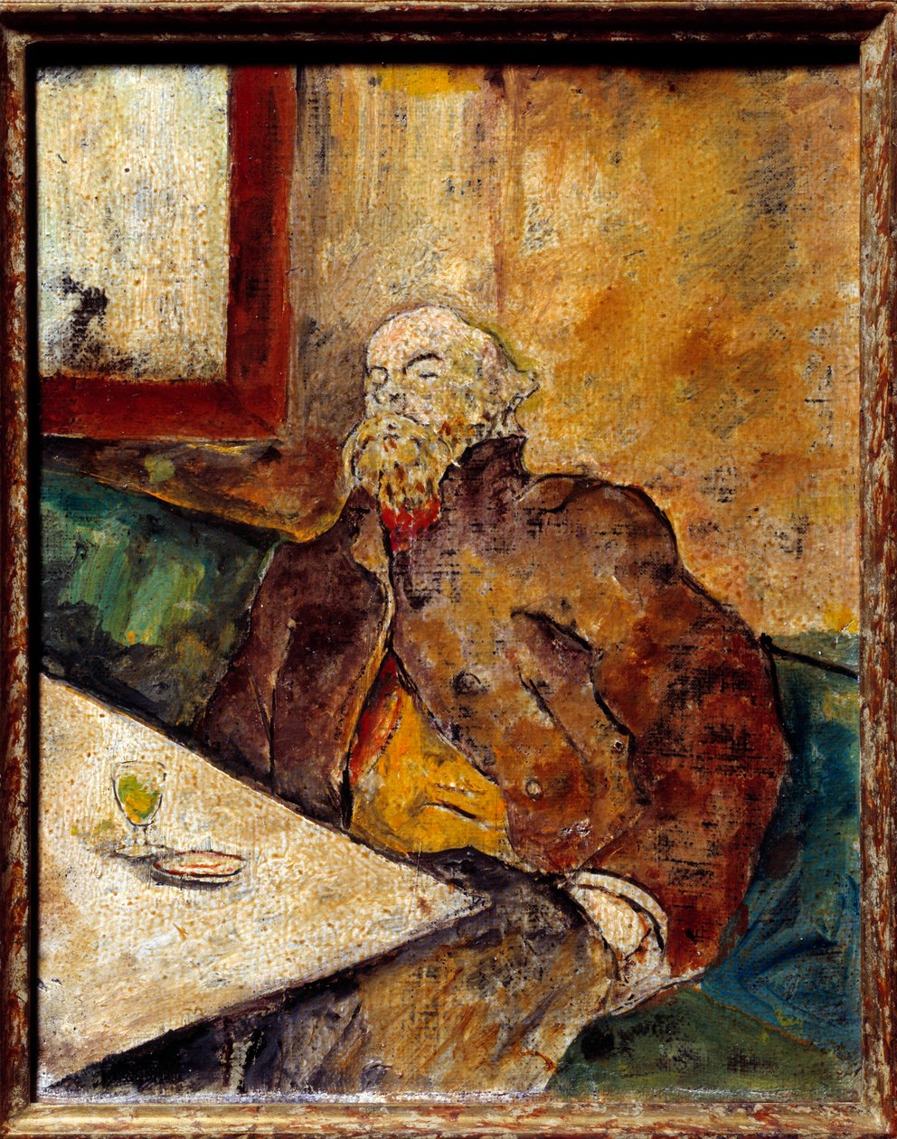 Portrét Paula Verlaina (1844 - 1896), francouzského básníka, sedícího u baru před sklenkou absinthu. Obraz připisovaný Felixovi Vallottonovi (1865-1925) od Felix Edouard Vallotton