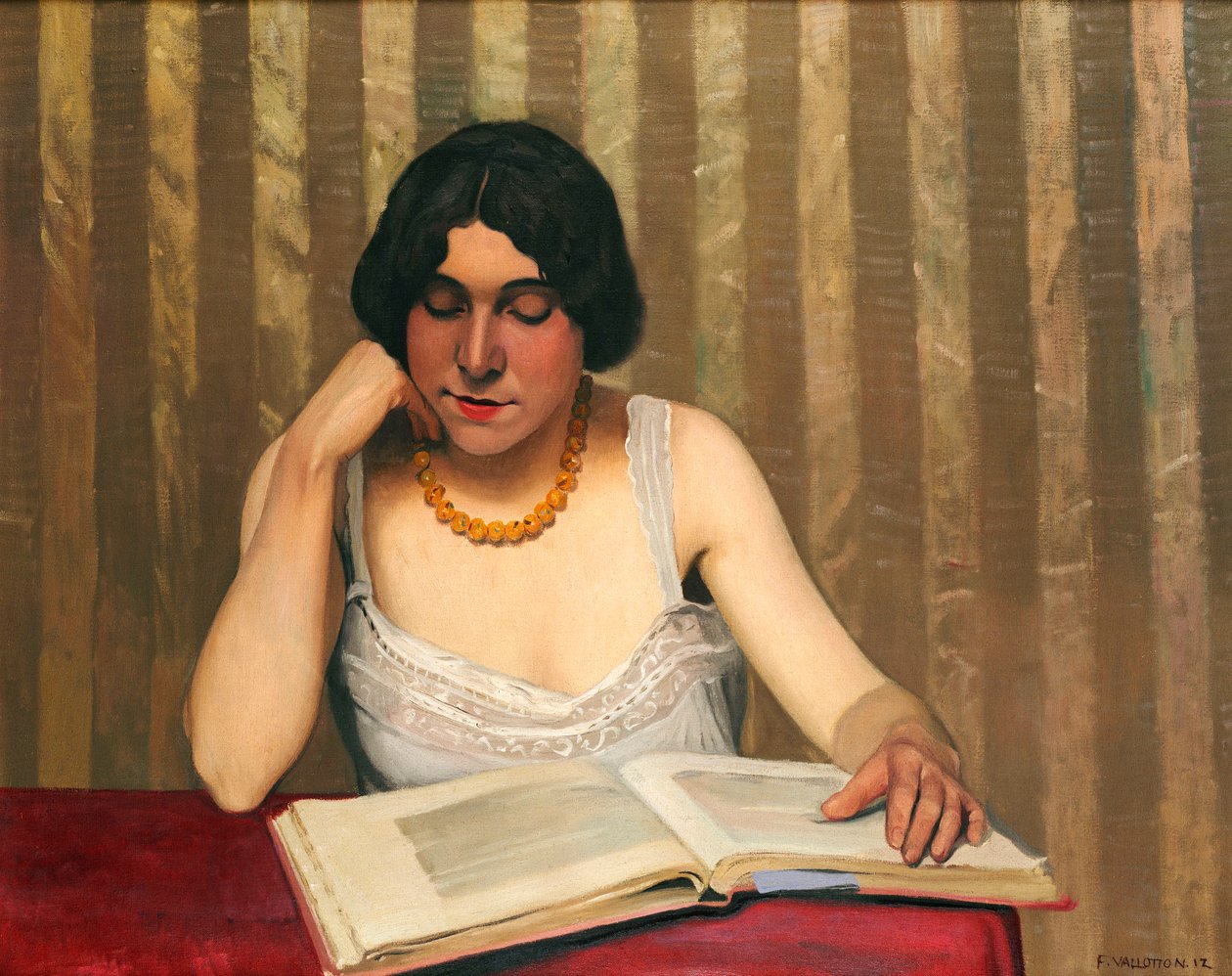 Čtenář se žlutým náhrdelníkem, 1912 od Felix Edouard Vallotton