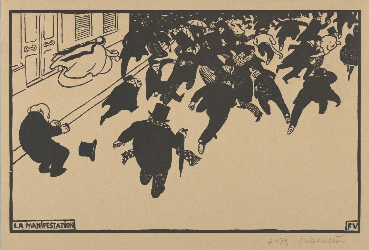 Demonstrace (La Manifestation), 1893 (dřevořez na krémově tkaném papíře) od Felix Edouard Vallotton