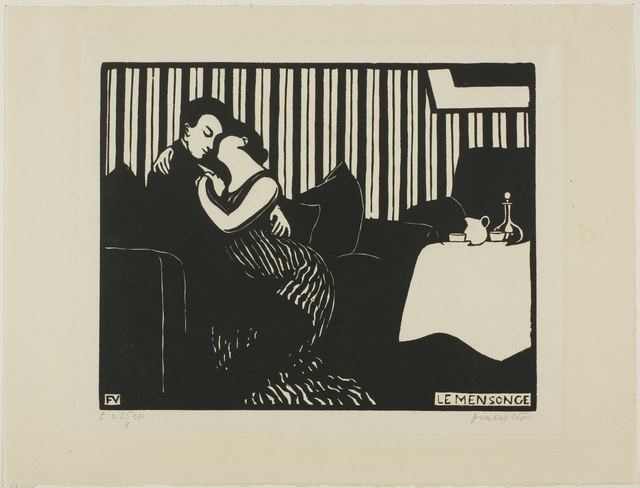 Lež, deska jedna z Intimností od Felix Edouard Vallotton
