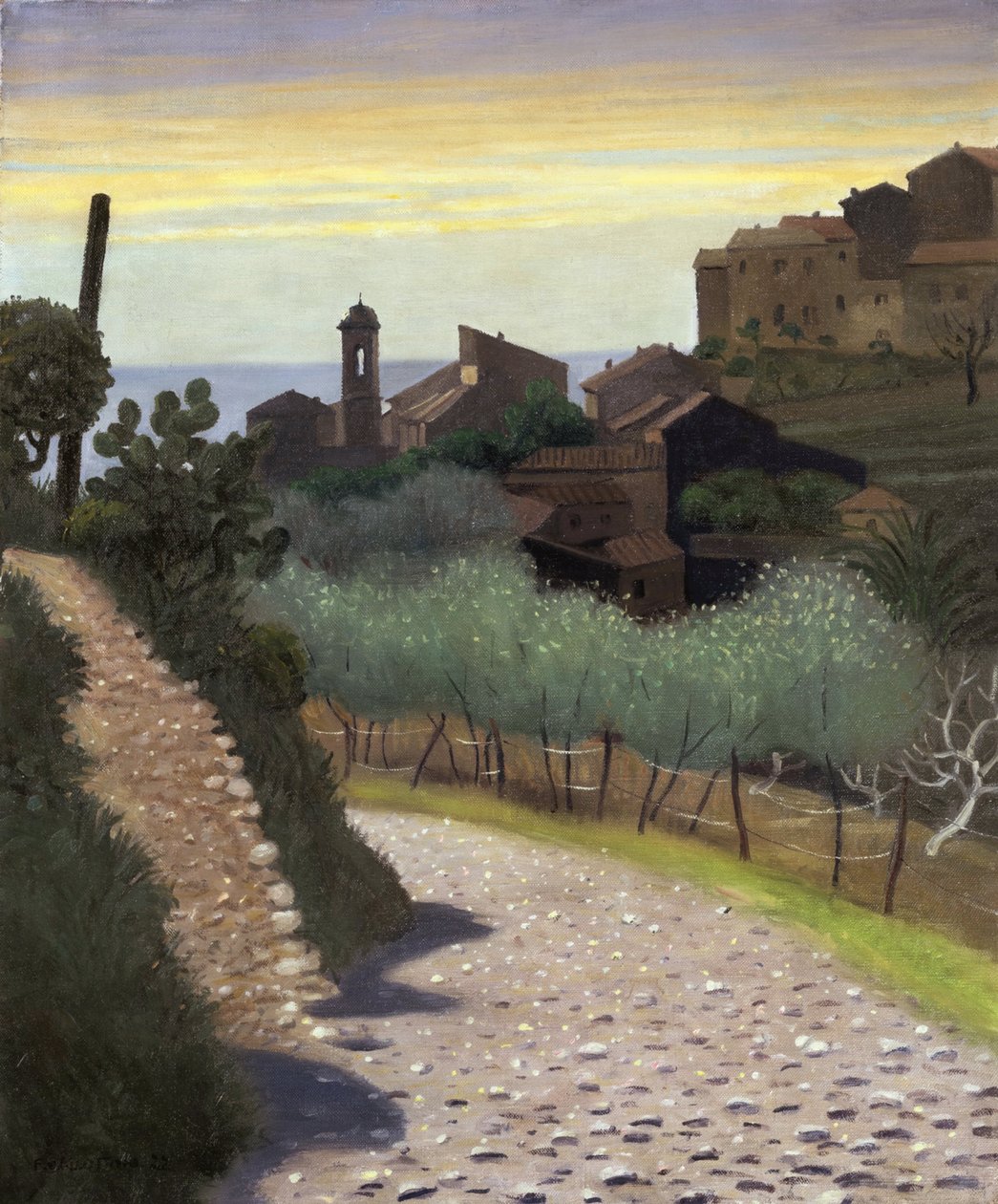 ""Pohled na kostel Saint-Anne (Sainte Anne) v Cagnes (Cagnes-sur-mer), Alpes Maritimes"" Obraz Felix Edouard Vallotton (1865-1925) 1922 Soukromá sbírka od Felix Edouard Vallotton