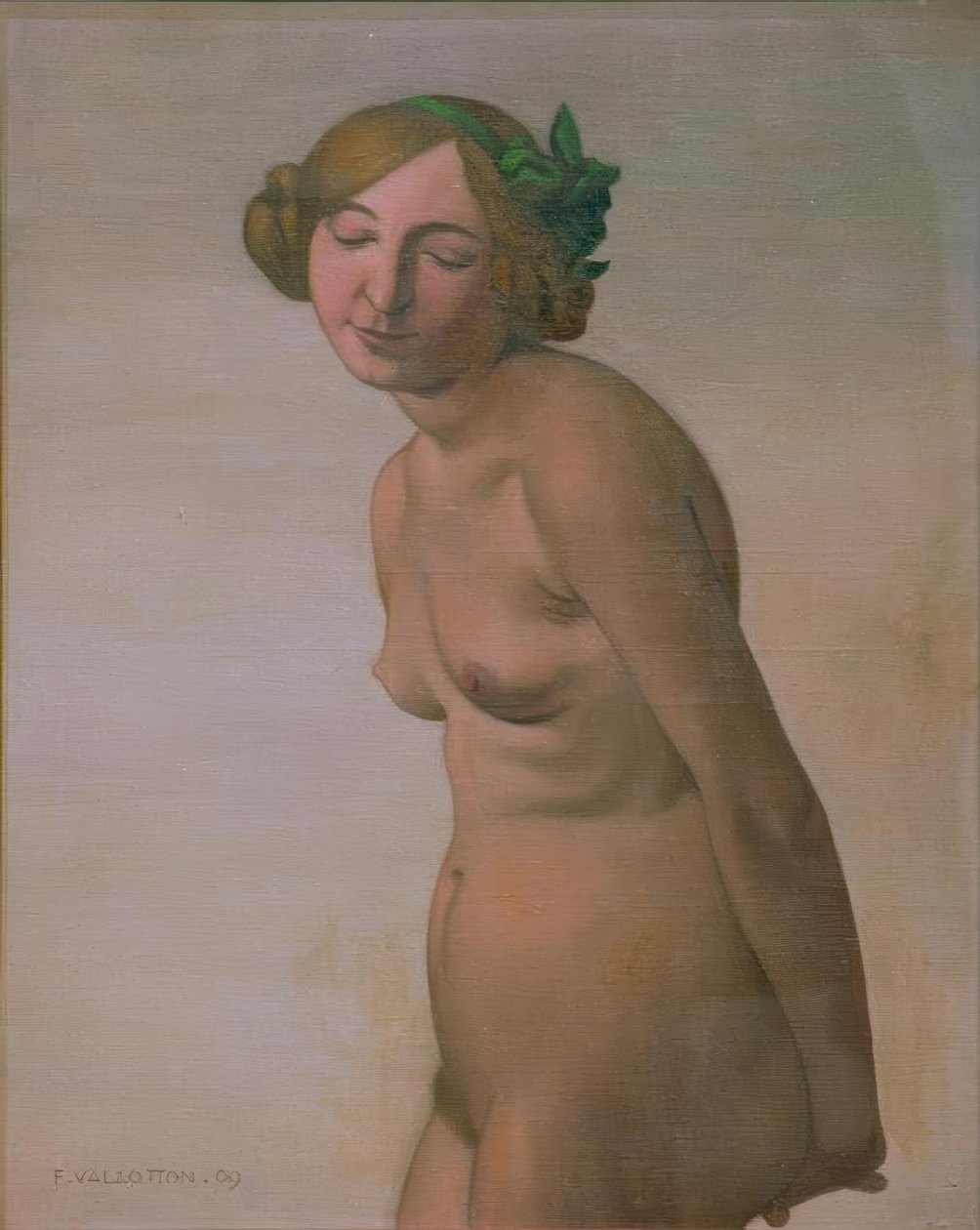 Ženský akt se zelenou mašlí do vlasů od Felix Edouard Vallotton