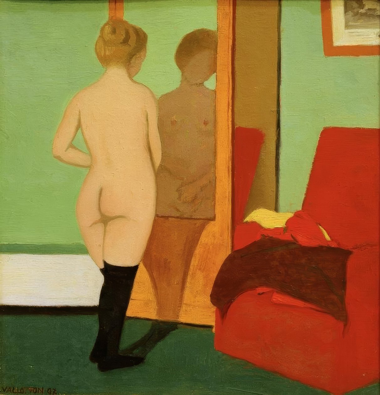 Ženský akt před zrcadlovou skříňkou od Felix Edouard Vallotton