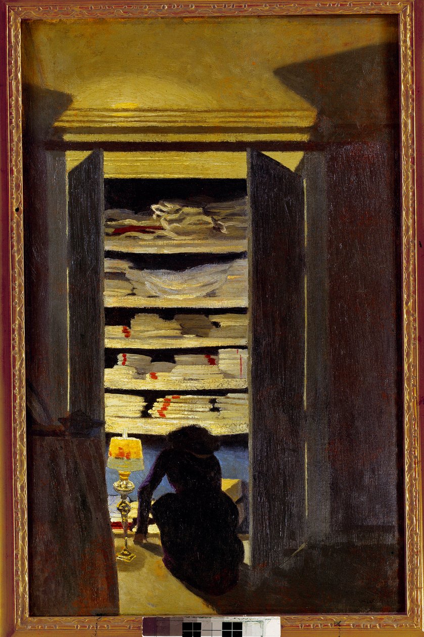 Žena hledá ve skříni. Obraz Felixe Vallottona (1865-1925) Ec. Násled., 20. století. Soukromá sbírka. od Felix Edouard Vallotton