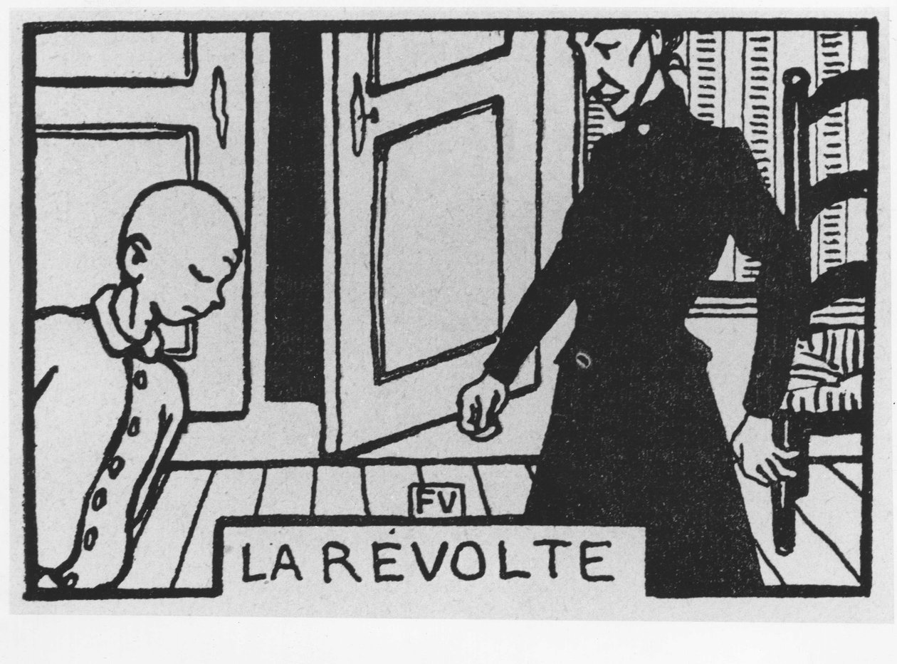 ilustrace pro Mrkvovou hlavu (Poil de Carotte): „la revolte“ napsal Jules Renard, i, ed. Flammarion (ilustrace) od Felix Edouard Vallotton