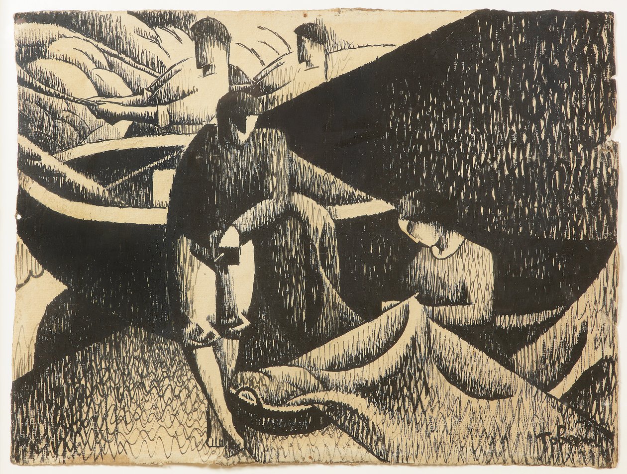 Le Filet, kolem roku 1912 (inkoust na papíře) od Felix Elie Tobeen