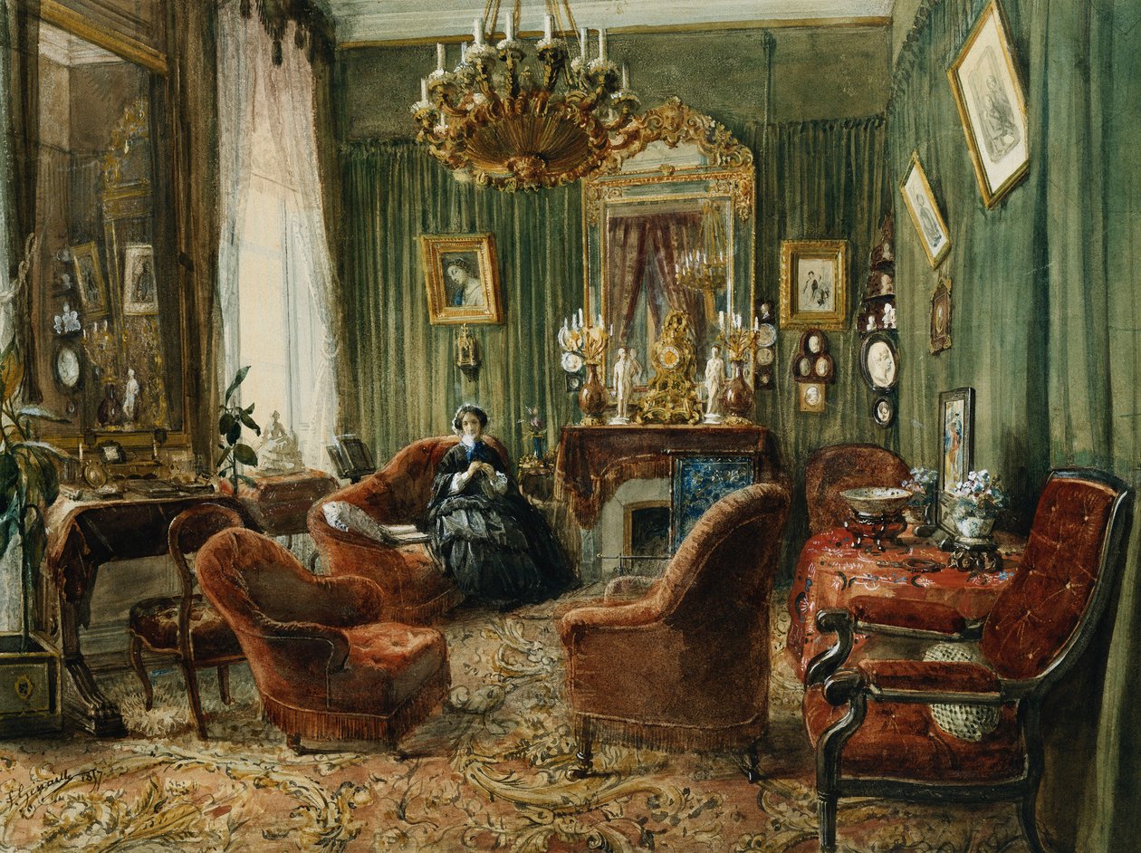 Pohled na Salon de la Comtesse de Salverte od Felix Francois Barthelemy Genaille
