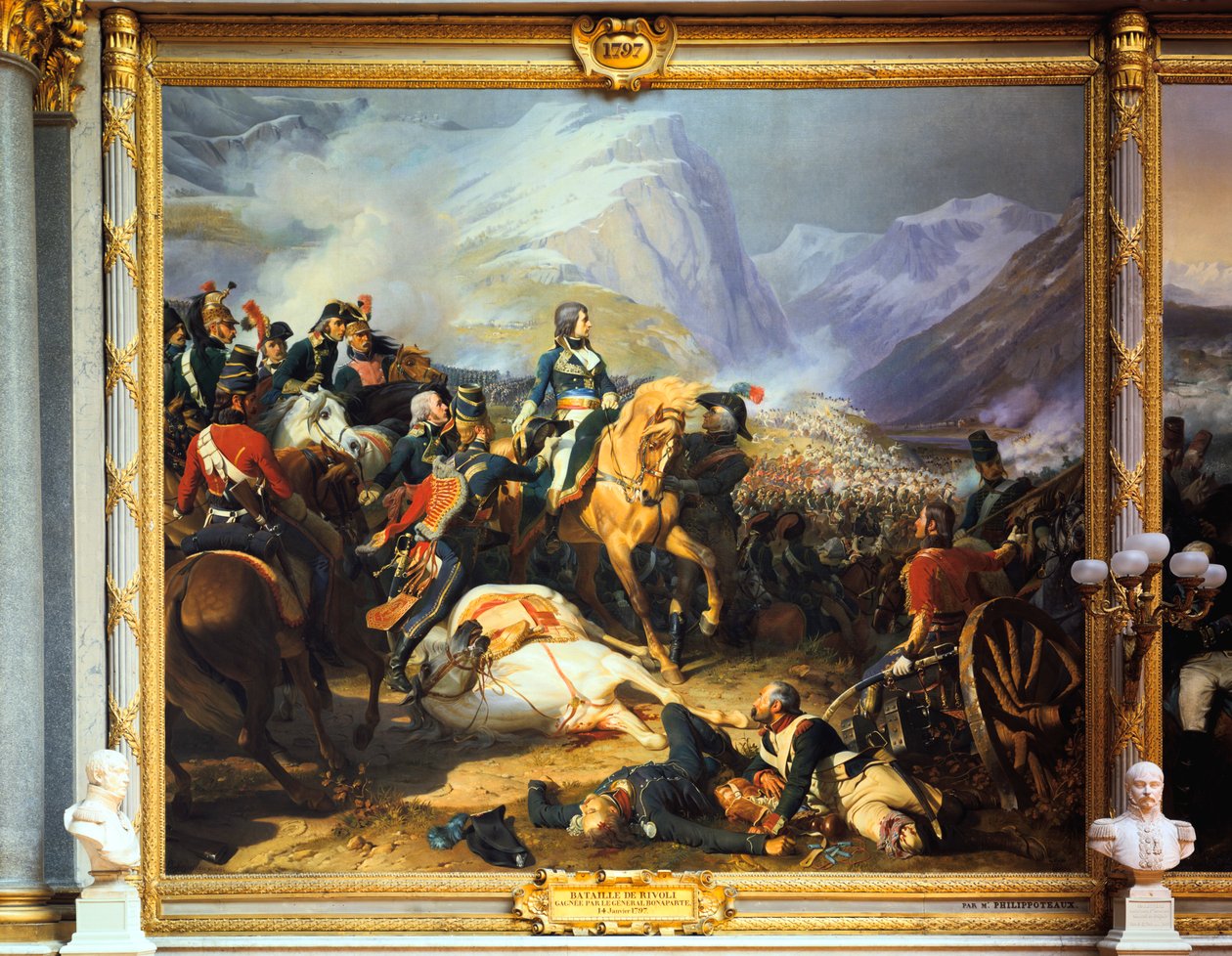 Bitva u Rivoli, kterou vyhrál císař Napoleon I, 14. ledna 1797, c1835-1884 od Felix Henri Emmanuel Philippoteaux