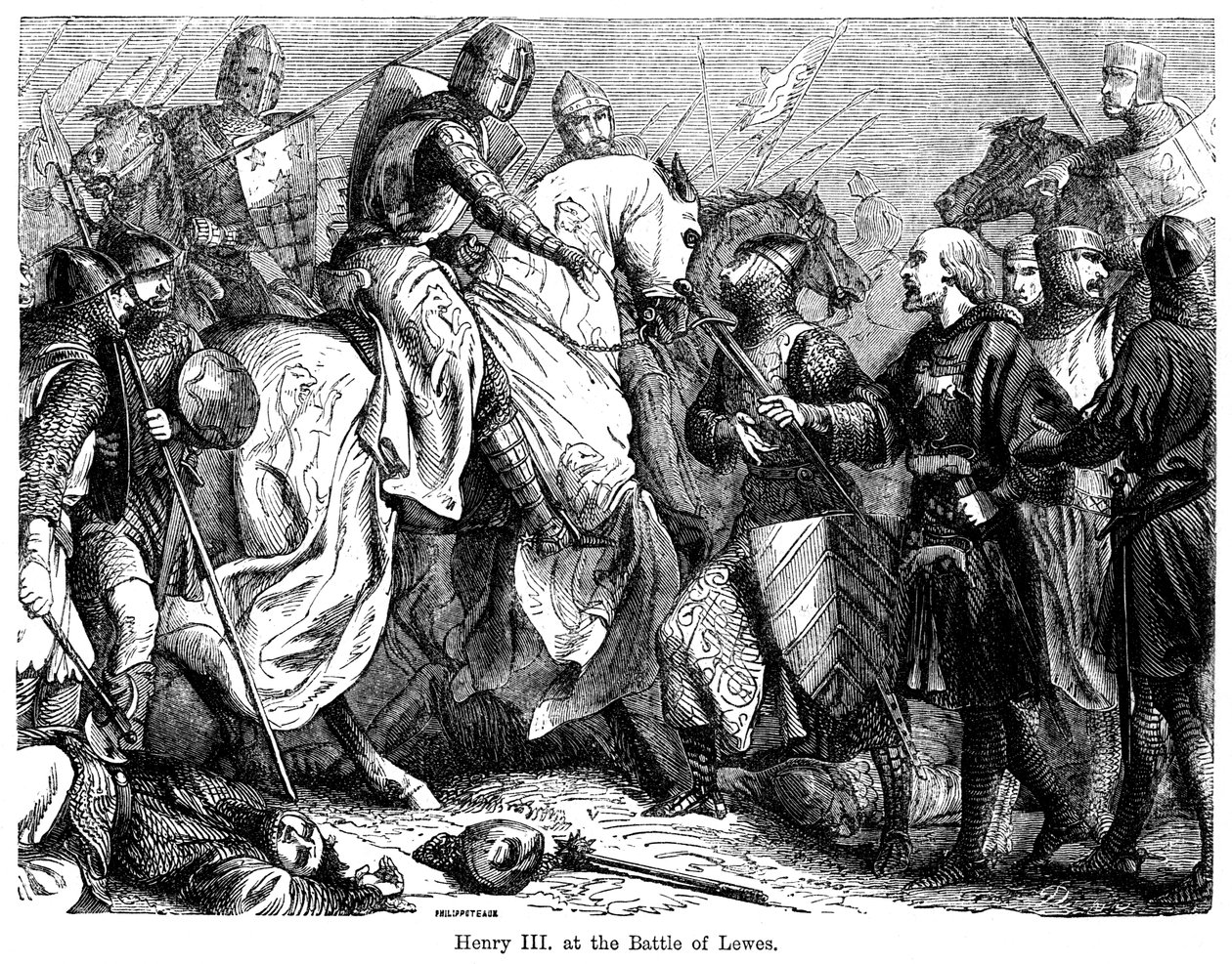 Jindřich III v bitvě u Lewes, 14. května 1264. od Felix Henri Emmanuel Philippoteaux
