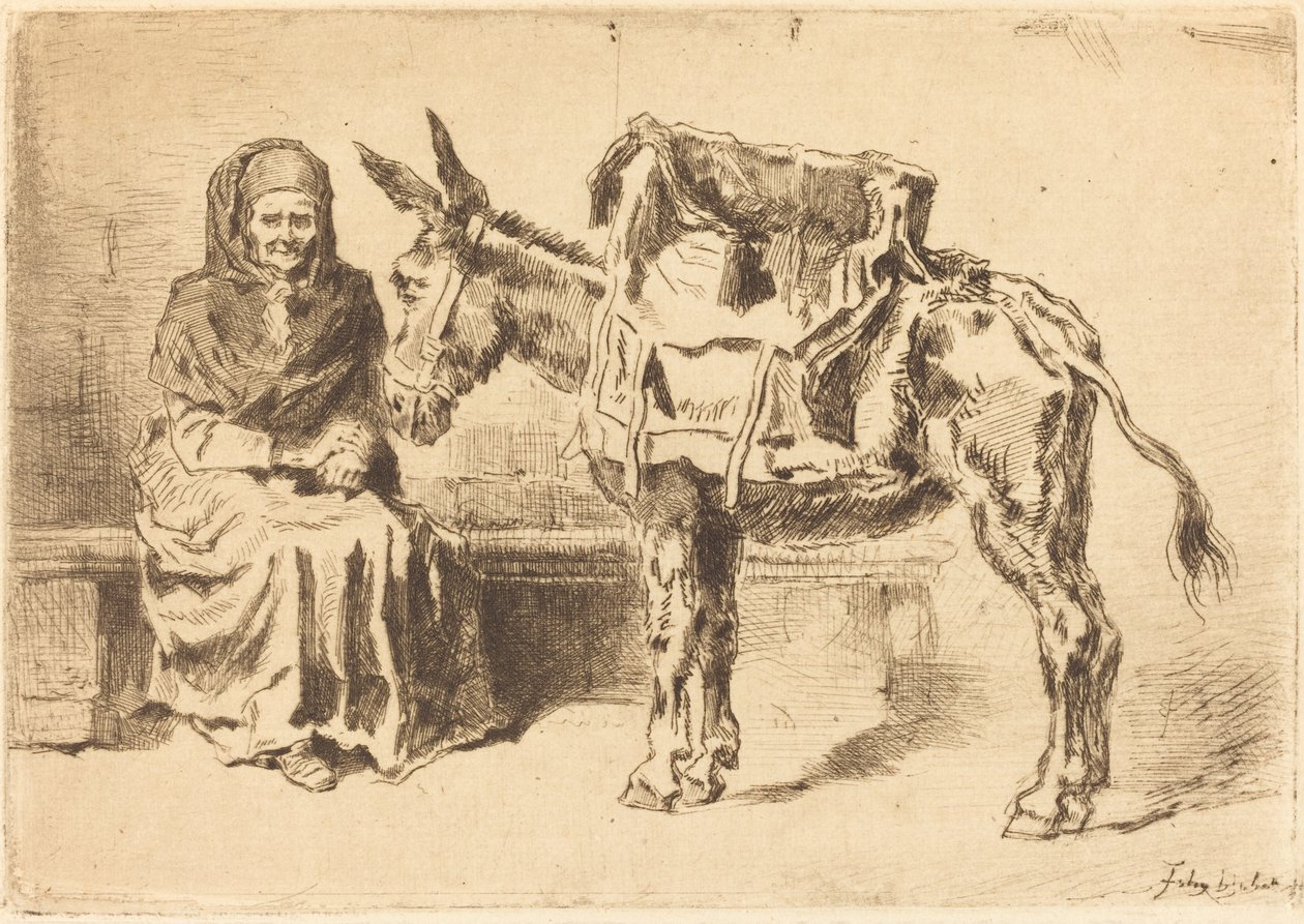 Cacoletière Assise (sedící žena a zadek) od Felix Hilaire Buhot