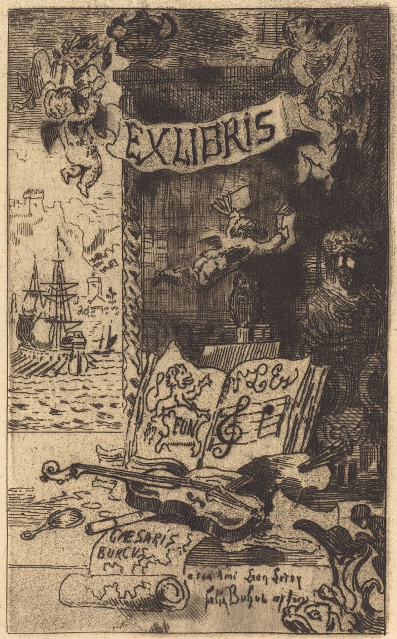 Ex-libris de Léon Lerey (ex-libris Leona Lereyho) od Felix Hilaire Buhot