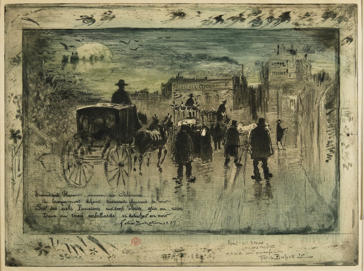 Smuteční průvod na Boulevard de Clichy, 1887 od Felix Hilaire Buhot