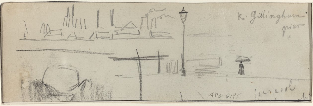 Gillingham Pier, Londýn [verso] od Felix Hilaire Buhot