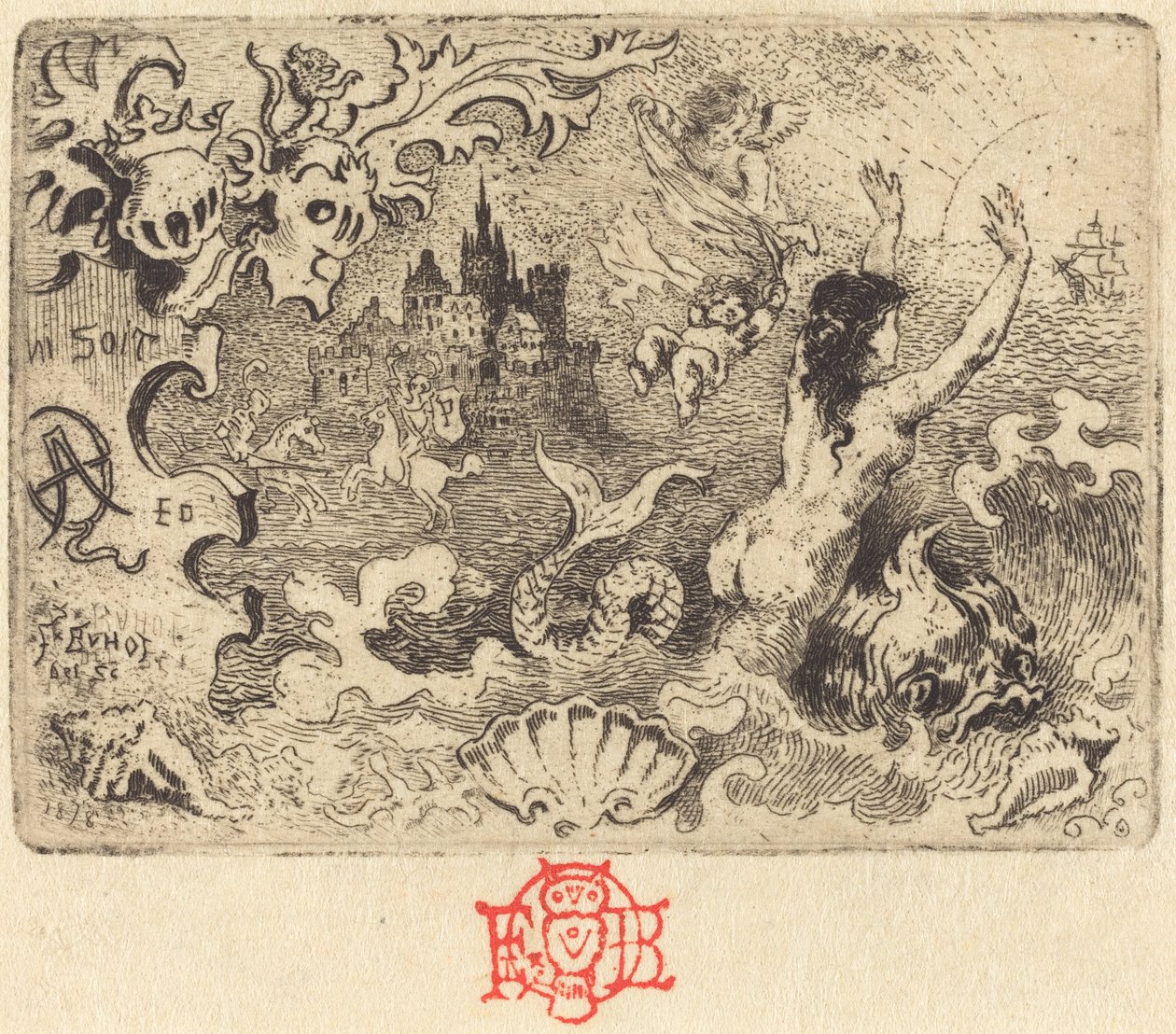 Jacques Cazotte "The Devil in Love" (2. viněta) od Felix Hilaire Buhot