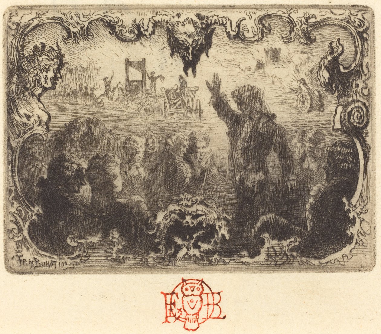 Jacques Cazotte "The Devil in Love" (3. viněta) od Felix Hilaire Buhot