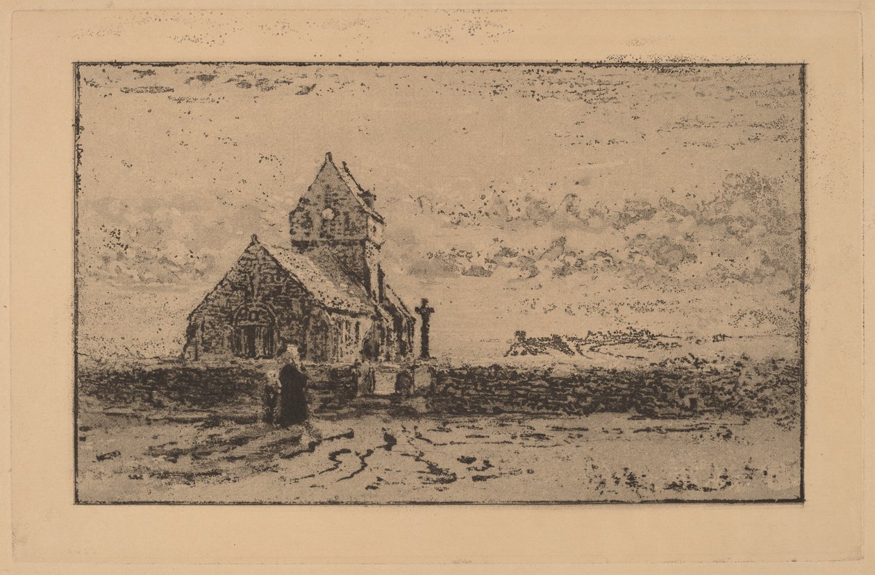 Kostel Jobourg od Felix Hilaire Buhot