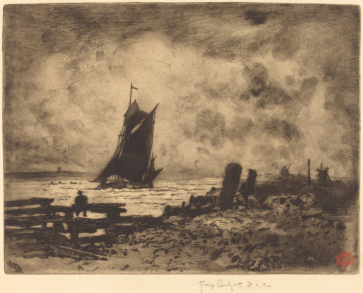 La Petite Marine - Suvenýr z Medway, 1879. od Felix Hilaire Buhot