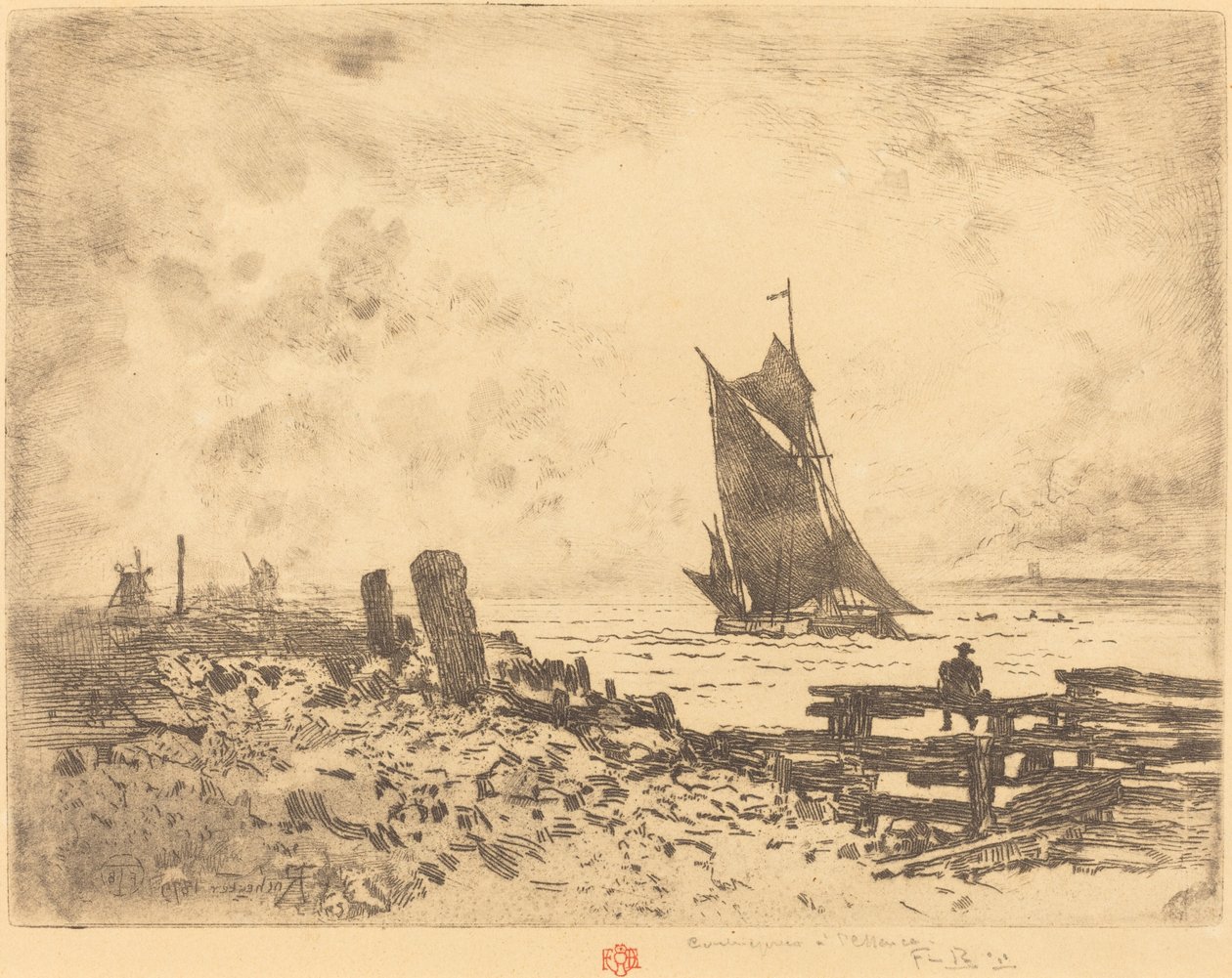La Petite Marine – protikladný suvenýr Medway, 1879. od Felix Hilaire Buhot