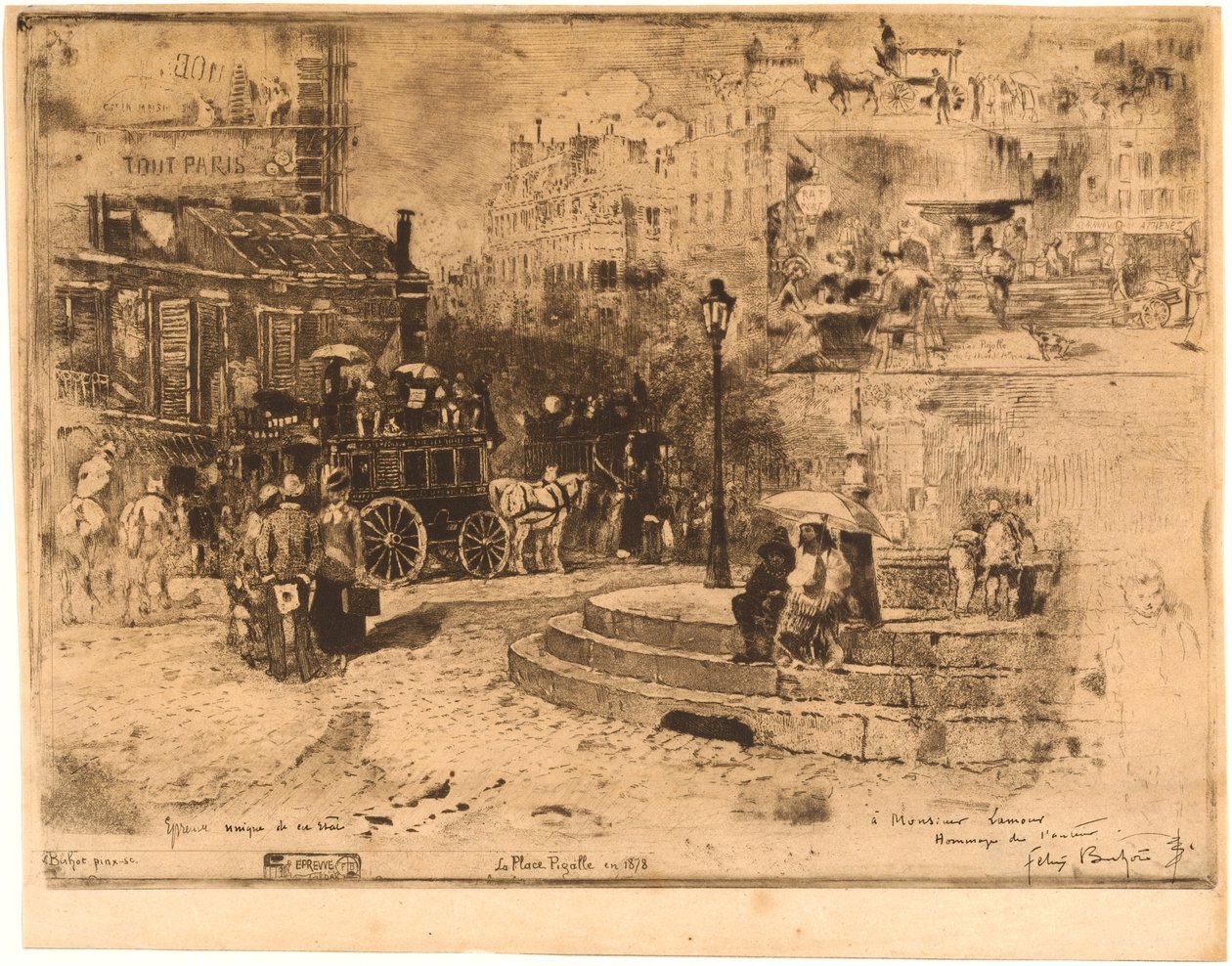 Place Pigalle v roce 1878 (Place Pigalle v roce 1878) od Felix Hilaire Buhot