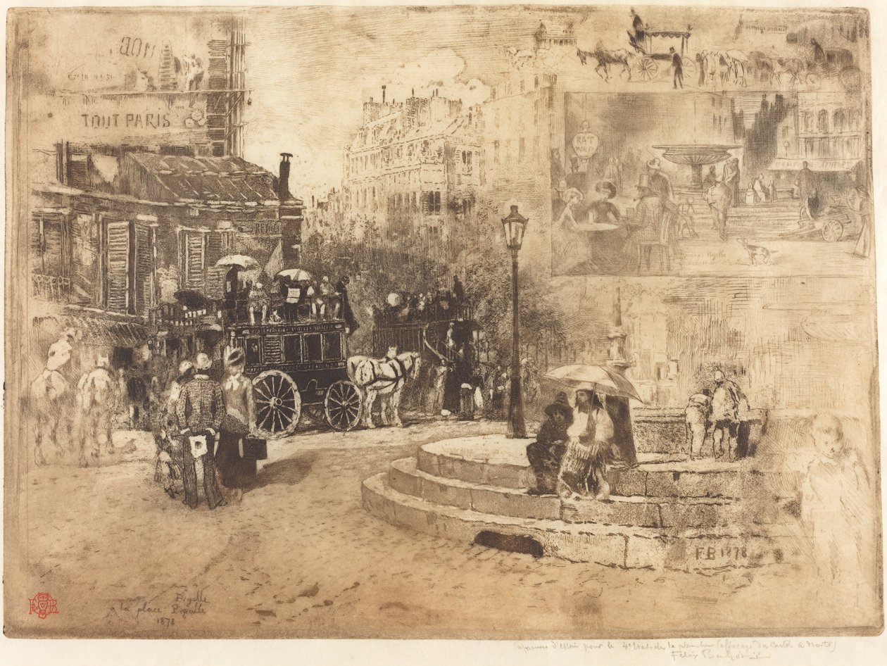 Place Pigalle v roce 1878 (Place Pigalle v roce 1878) od Felix Hilaire Buhot