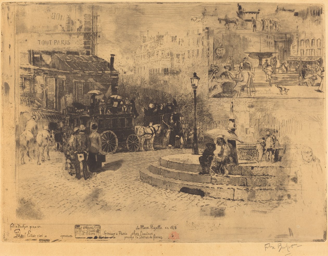 Place Pigalle v roce 1878 (Place Pigalle v roce 1878) od Felix Hilaire Buhot