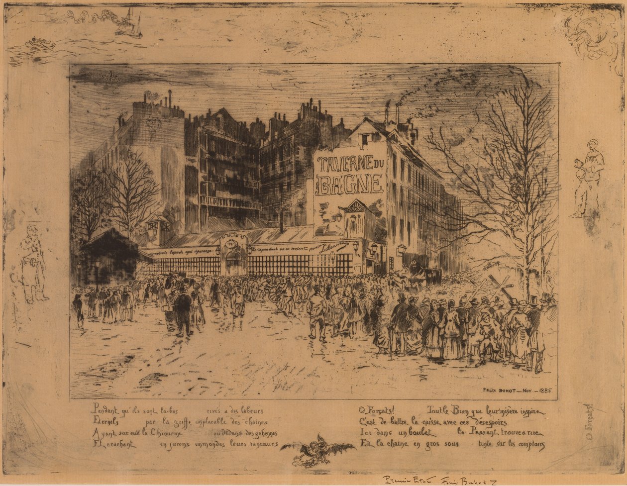 Place des Martyrs a Taverna Jailhouse od Felix Hilaire Buhot
