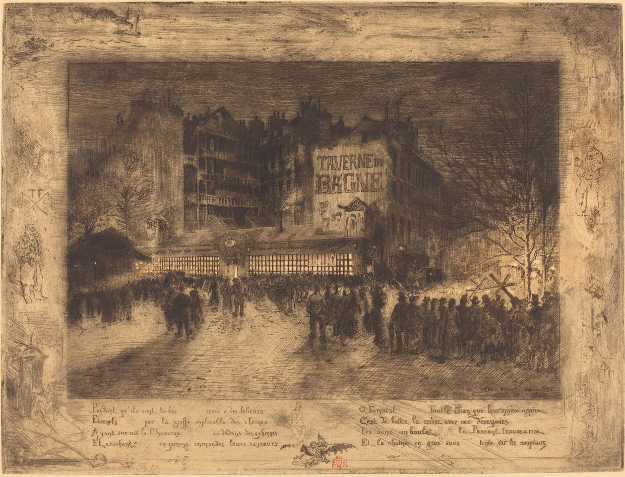 Place des Martyrs a Taverna Jailhouse od Felix Hilaire Buhot