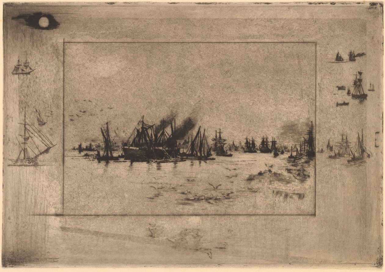 Port aux Mouettes Přístav s racky, 1886. od Felix Hilaire Buhot