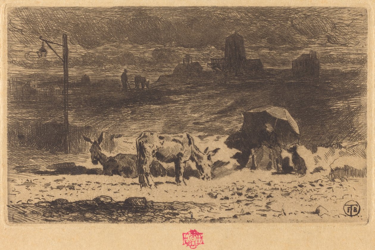 Osli v La Butte-aux-Cailles od Felix Hilaire Buhot
