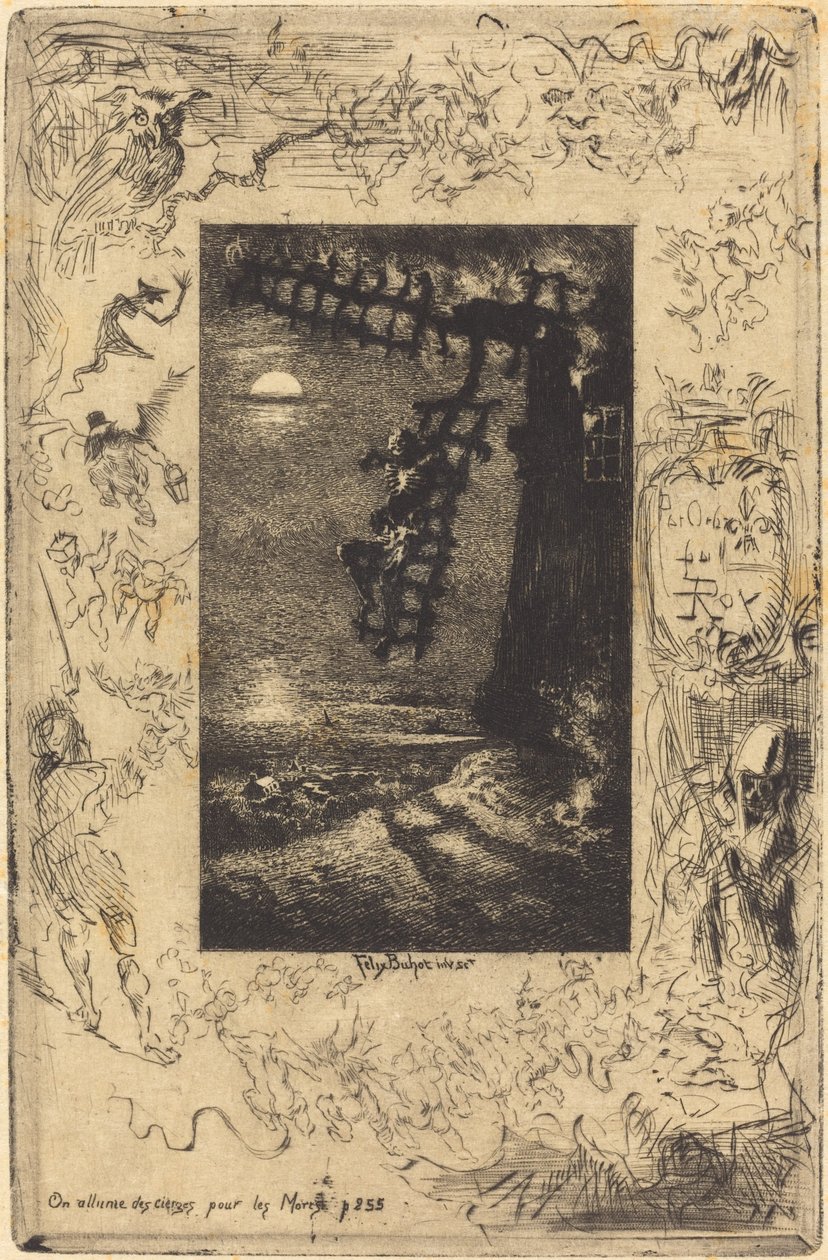 Zapalují svíčky za mrtvé, 1878. od Felix Hilaire Buhot