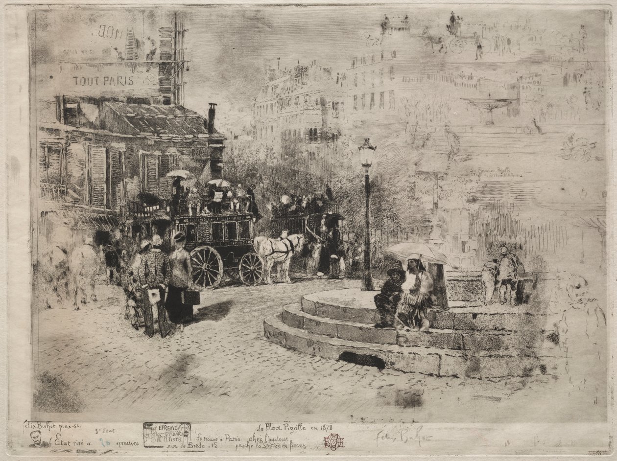 Place Pigalle v roce 1878 od Felix Hilaire Buhot